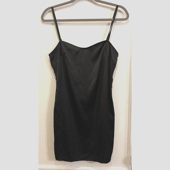 HOUSE OF CB London Black Bodycon Y2K 90s Slip Mini Dress  Women's Size Medium - Picture 2 of 8